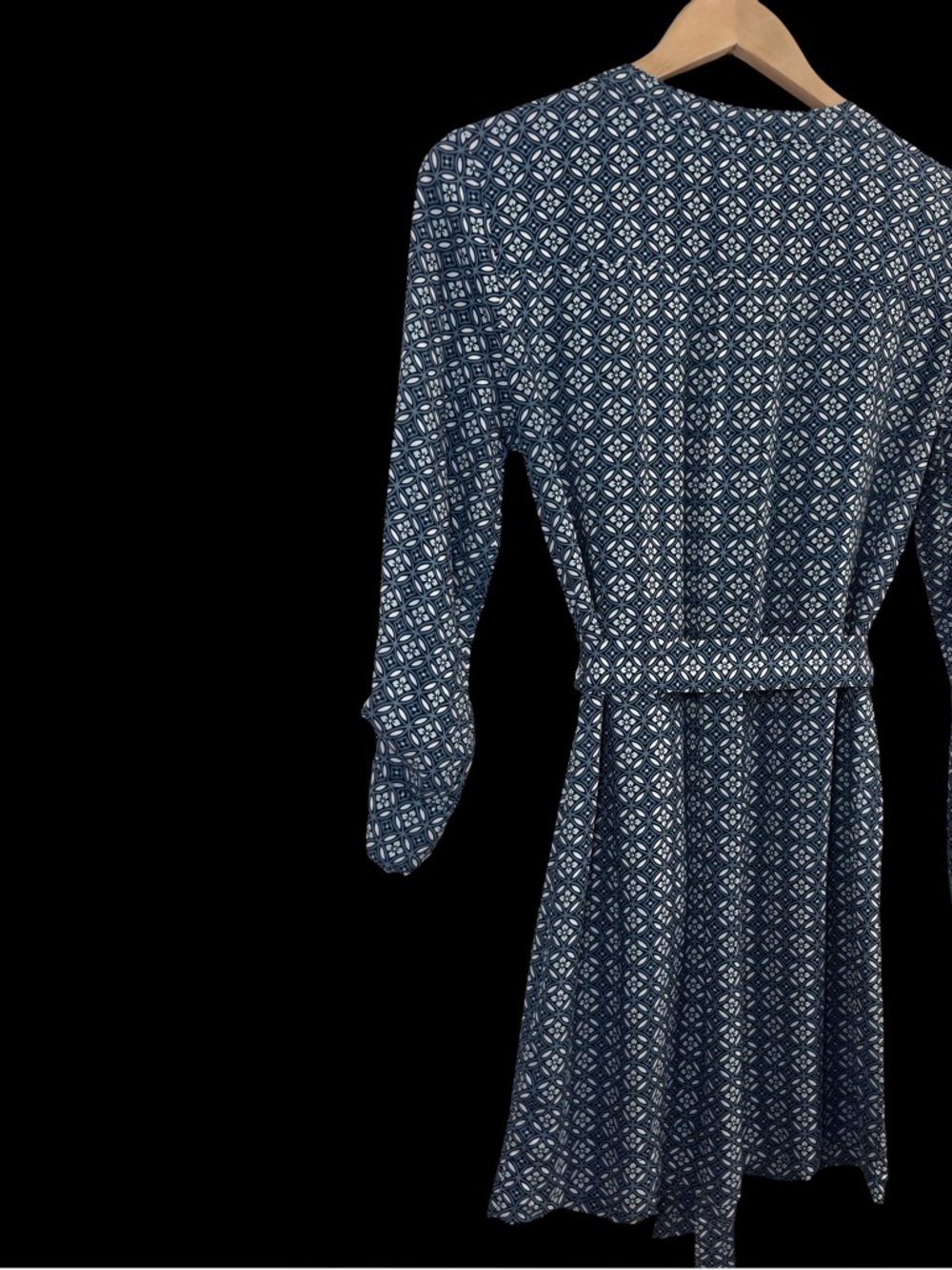 Banana Republic Blue Geometric Safari Shirt Dress Roll Tab Sleeves & Tie Waist 4 - Picture 12 of 13